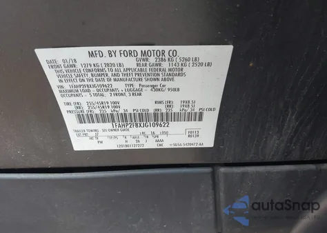 2018 Ford Taurus Limited z USA, uszkodzony, nr VIN 1FAHP2F8XJG109622